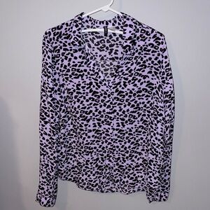 H&M Black and Purple Leopard Blouse